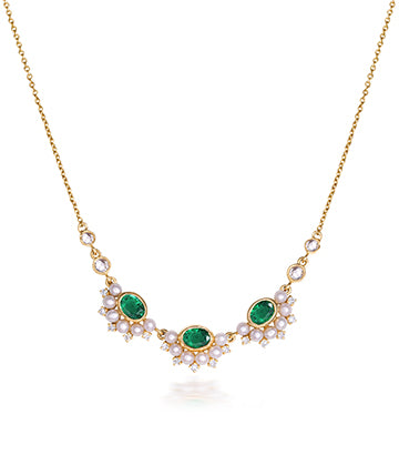 Pearl,Diamond and Emerald necklace